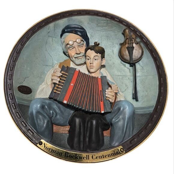 Vintage Norman Rockwell Centennial "The Music Maker" 3-D Plate - Picture 1 of 7